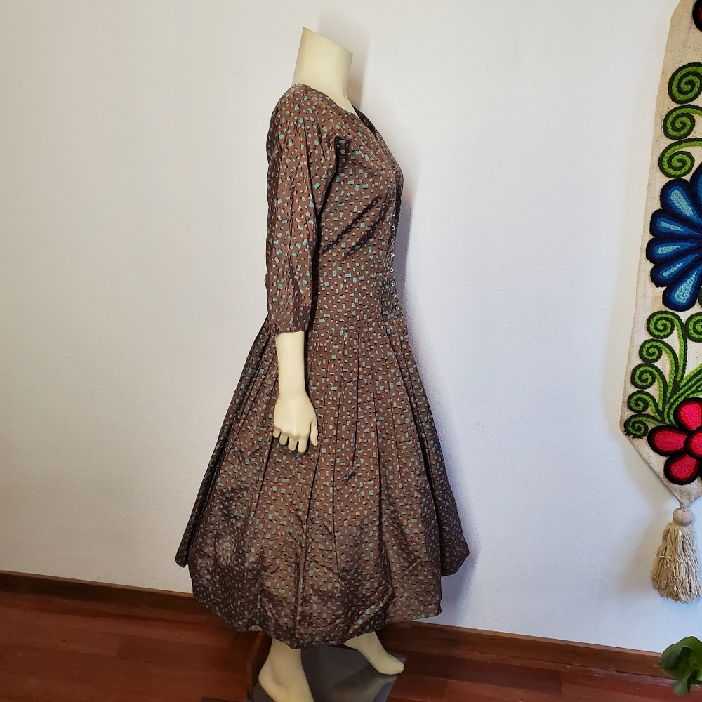 50s Vintage Fit Flare Abstract Fruit Dress - Picture 7 of 10